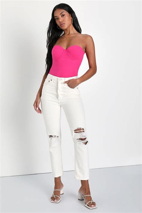 bustier bodysuit pink|strapless bustier bodysuit.